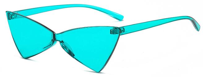 Plastic cat eye Driehoek zonnebril vrouwelijke candy kleur retro vintage bril randloze groene zonnebril vrouwen een stukken eyewear: C7 lake blue