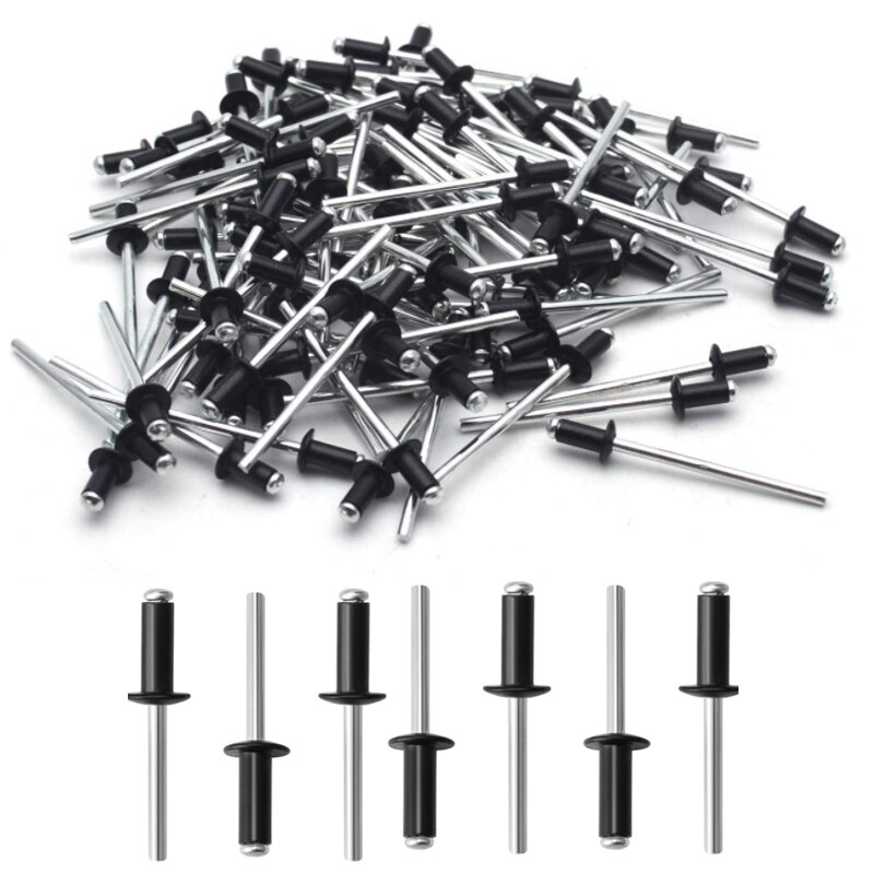 50/100 Stuks Aluminium Blinde Klinknagels Zwart Pop Klinknagels Paddestoel Hoofd Breken Doorn Blinde Klinknagels Nagel Pull Klinknagel Klinknagel Kern Klinknagel M4 M5