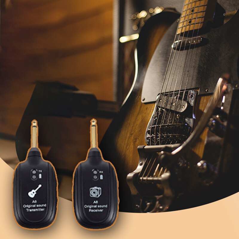 2pcs Guitar Wireless System Transmitter Receiver Wireless Guitar Transmitter Built-In Rechargeable Battery