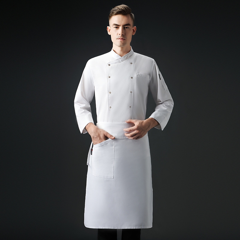 Veste de Chef unisexe, manches courtes/longues, pour hommes et femmes, manteau de cuisine croisé, uniforme de serveur de Restaurant, vêtements de boulanger, C073: White / XXXL