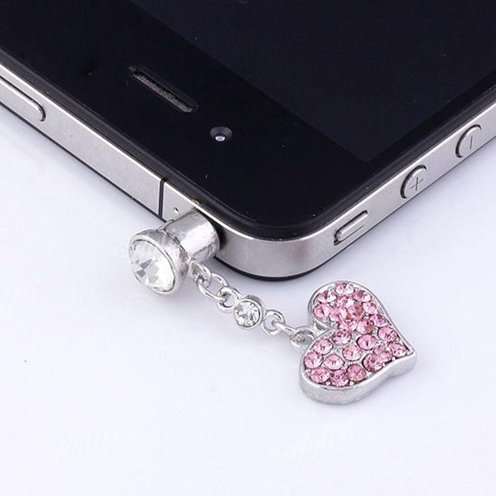 Universal de 3,5mm de forma de corazón de amor pendientes Anti polvo Puerto conector de auriculares tapón accesorios del teléfono móvil