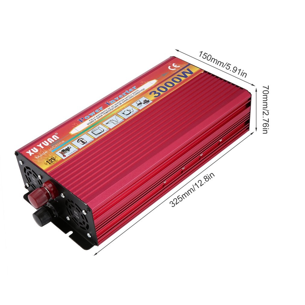 Professionele 3000W Omvormer Dc 12V Naar Ac 220V Met Led Lampje Fan Cooling Universele Aansluiting auto Converter