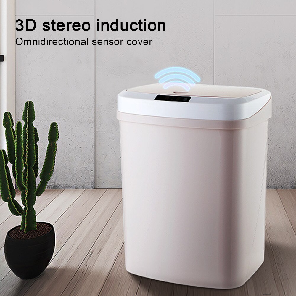 Papelera con Sensor inteligente 3D de plástico recargable, creativa para dormitorio, cubo de basura automático silencioso, cesta de papel para el hogar