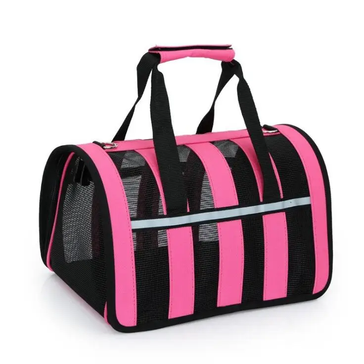 Dog Soft-sided Travel Carrier Portable Pet Dog Cat Airline Bags Mesh Window Travelling Carrying Bag for Small Medium Dog S M L: M / Pink
