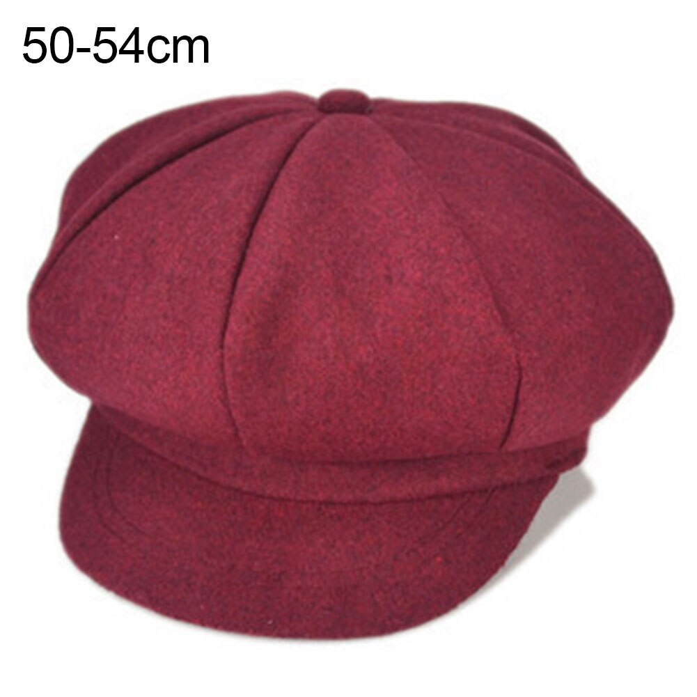 Jongenspet unisex effen kleur achthoekige pet met klep schilder baret hoed voor meisjes pet: Jujube rood / Volwassen