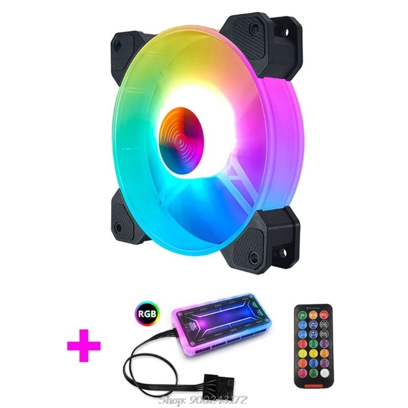 12cm Desktop PC Computer Case Cooling Fan LED Lights Color Changing RGB Chassis Fan Controller Remote Control S30 20: C