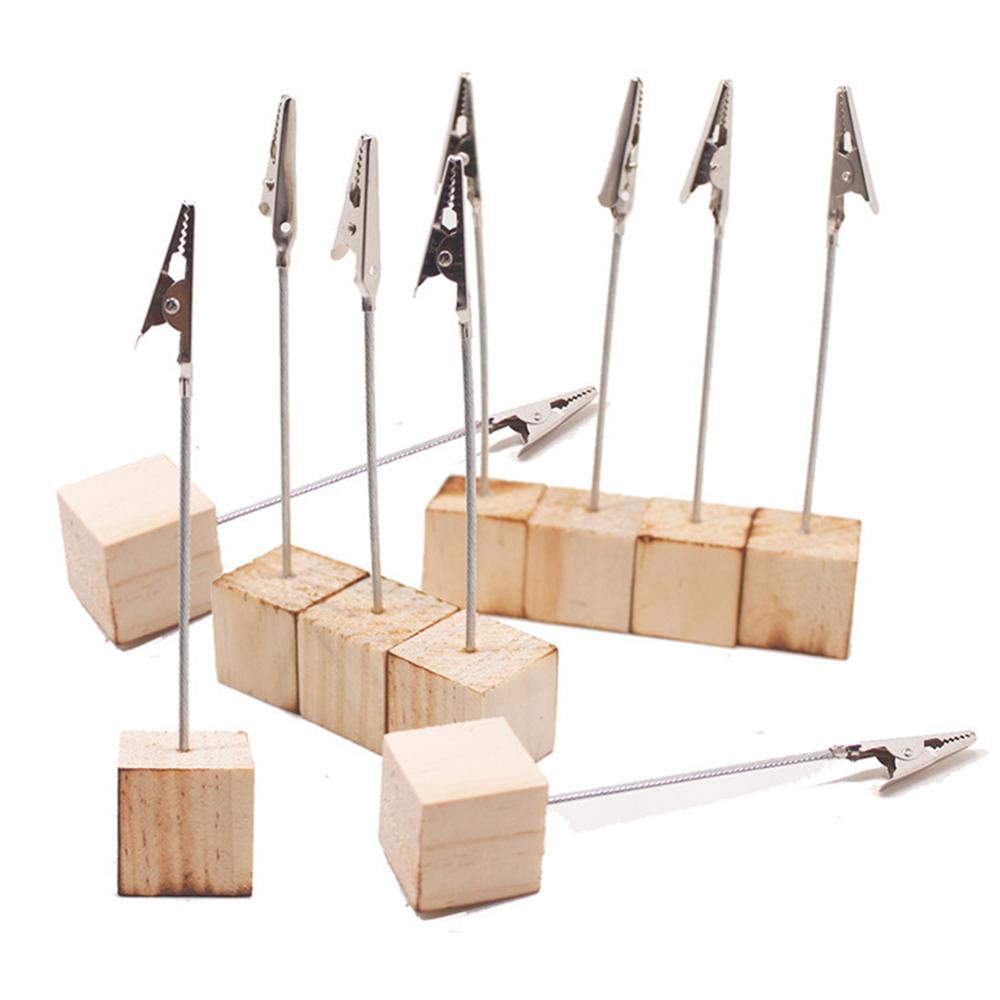 Soporte de madera para números de mesa, soporte para tarjetas con nombre y lugar, Clip para notas, fotos, papel, Clip para menú, 10 Uds.