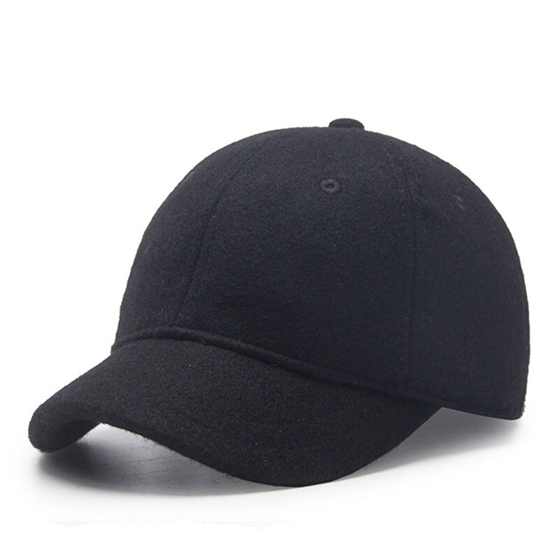 Gorra de béisbol de mezcla de lana de , de Color sólido gorra de béisbol, visera corta para el sol para hombres, gorras de béisbol casuales de combinar para mujeres, Snapback, novedad: Black