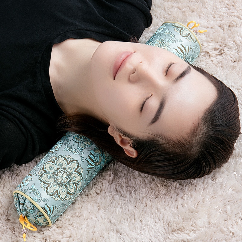 Oreiller en soie de style chinois | cassia, oreiller cylindrique cervical de santé, été cool, oreiller en soie de glace, coussin rempli de plantes