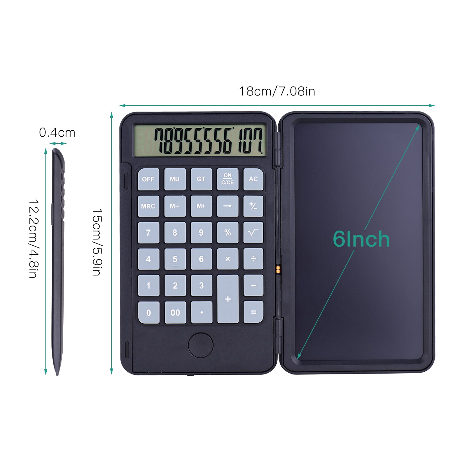 Aibecy Portable Calculator & LCD Writing Tablet Digital Drawing Pad 12 Digits Display with Stylus Pen Erase Button Lock Function