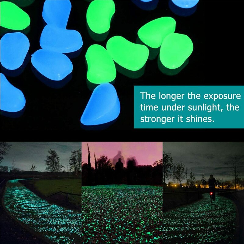 50 Pcs Stone Glow In The Dark Garden Aquarium Luminous Decor Pebbles Rocks for Walkways Garden Path Patio Lawn Garden Yard Decor