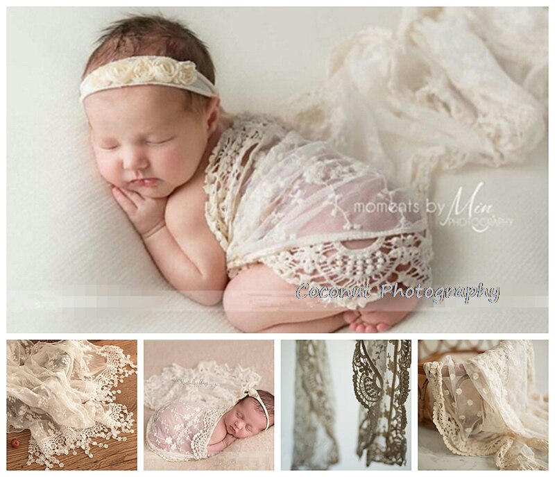 Kokosnoot Newbornphotography Props Geborduurde Kant Sling Garen Baby En Kinderen Baby Foto Wrap Doek Handdoek