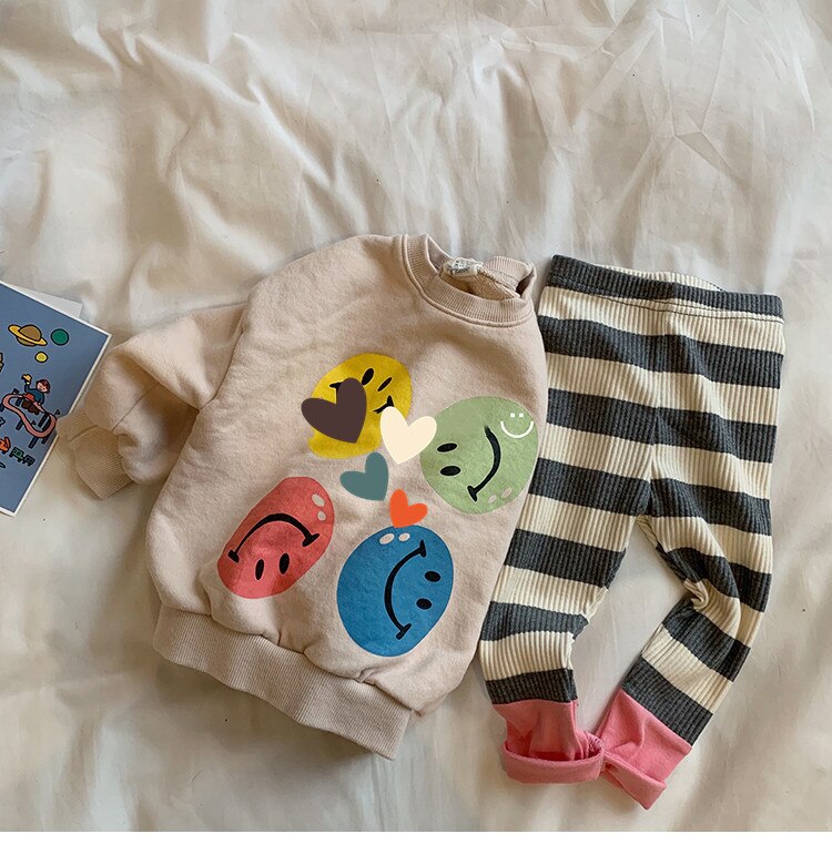 Kids Pants Baby Girl Leggings Cute Striped Trousers Autumn Winter Cotton Breathable Flexible Pant Boys Paly Bottoms