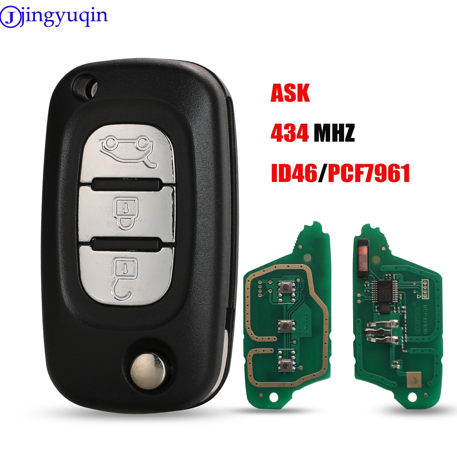 jingyuqin ASK FSK ID46 433MHZ pcf7961 Remote Key Case Shell Cover For Renault Clio 3 Megane 3 Kangoo Modus Folding Flid