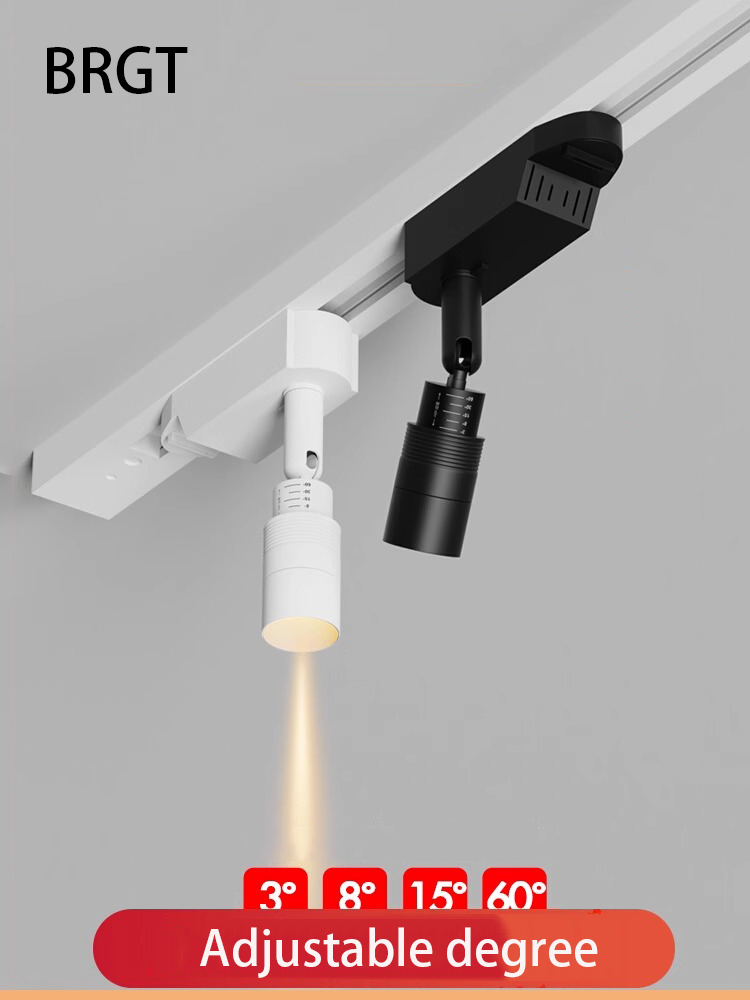Luce da binario a portato Messa a fuoco regolabile da 3-60 gradi Lampada macchiare per binario ad angolo di ottavino fascio Atmosfera Museo Arte Ristorante Illuminazione a soffitto