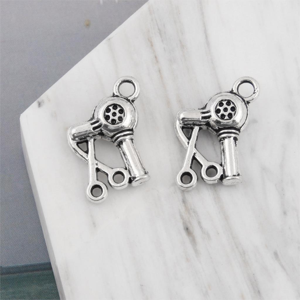 20 Pcs Antiek Zilver Mini Föhn Schaar Charms Barbershop Hanger Maken Kettingen Sieraden 16x12mm A532