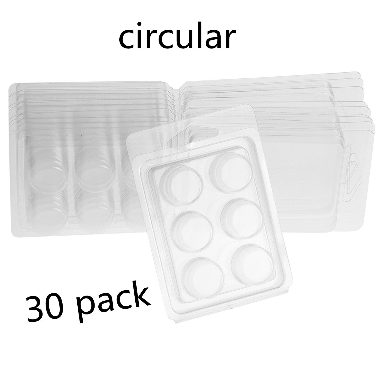 Behogar Wax Melt Molds 6-Cell Round Clear Plastic Clamshells Tray Containers for DIY Candle Handmade Soaps Making Supplies: B 30