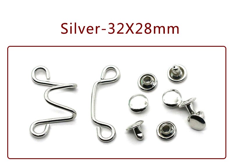 Meetee 30 sett 27 x 28/32 x 28mm metallplaggkroker jeans midjejusteringsspenne avtagbar nagleknapp gjør-selv usynlig justeringsknapp: Sølv -32 x 28mm