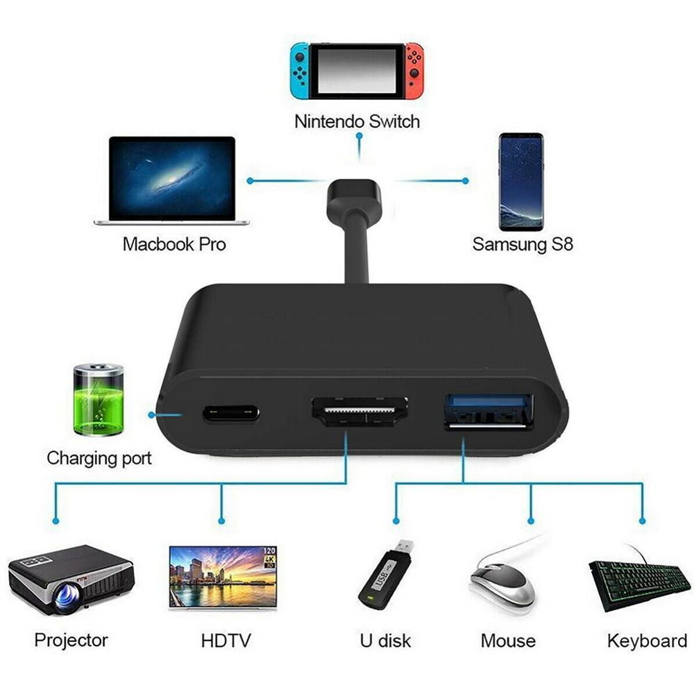 USB-C to HDMI Adapter - Type-C Male to USB 3.0/HDMI Female - for MacBook, Chromebook Pixel
