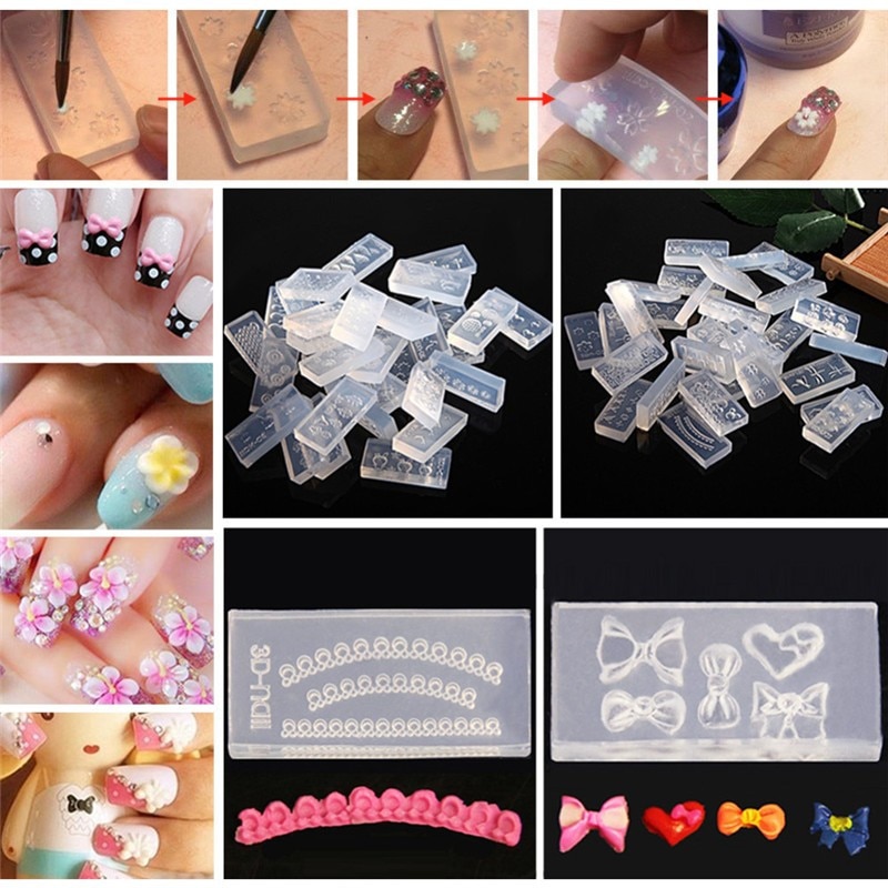 30 stk 3d nail art stempling akryl form silikone negle dekorationer gør det selv skabeloner mønster manicure skønhed negle kunst