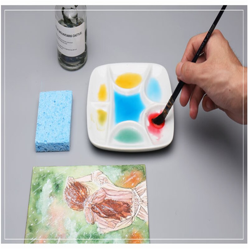 High-quality white porcelain palette art watercolor bone china palette multiple specifications oil paint tools