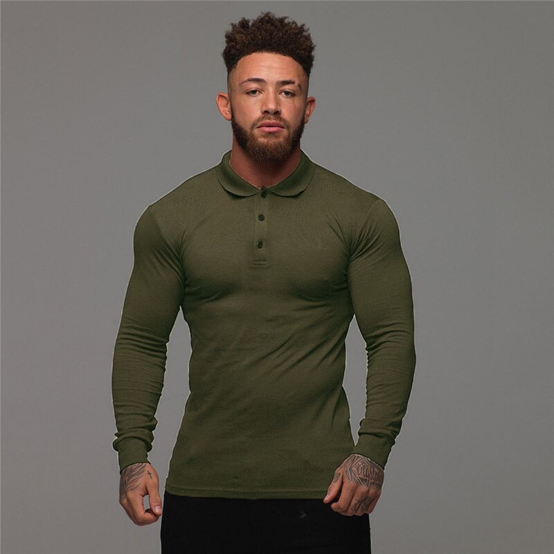 T-shirt à manches longues pour homme, vêtement de Sport, Fitness, musculation, séchage rapide: vert militaire / XXL