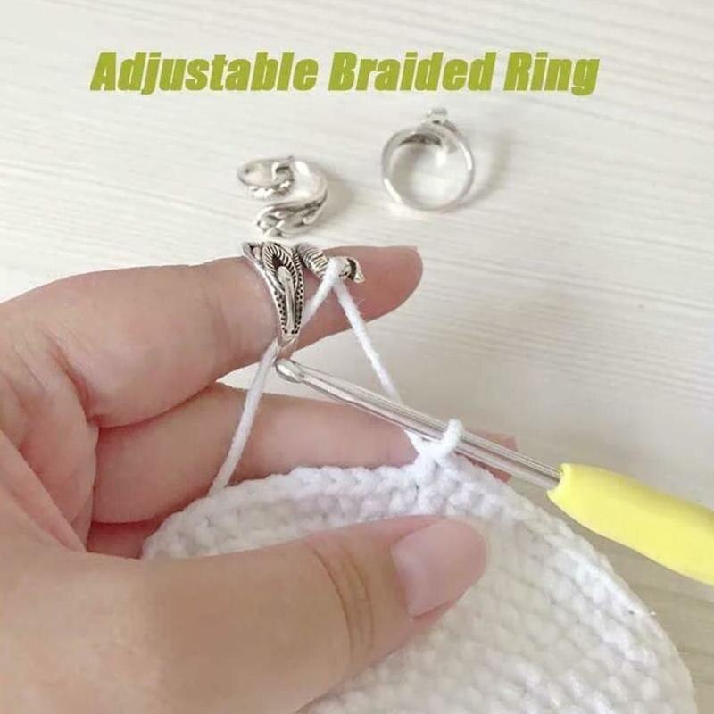 Adjustable Knitting Loop Crochet Loop Knitting Accessories Knitting Ring Adjust Finger Wear Thimble Yarn Guides Knitted Rings