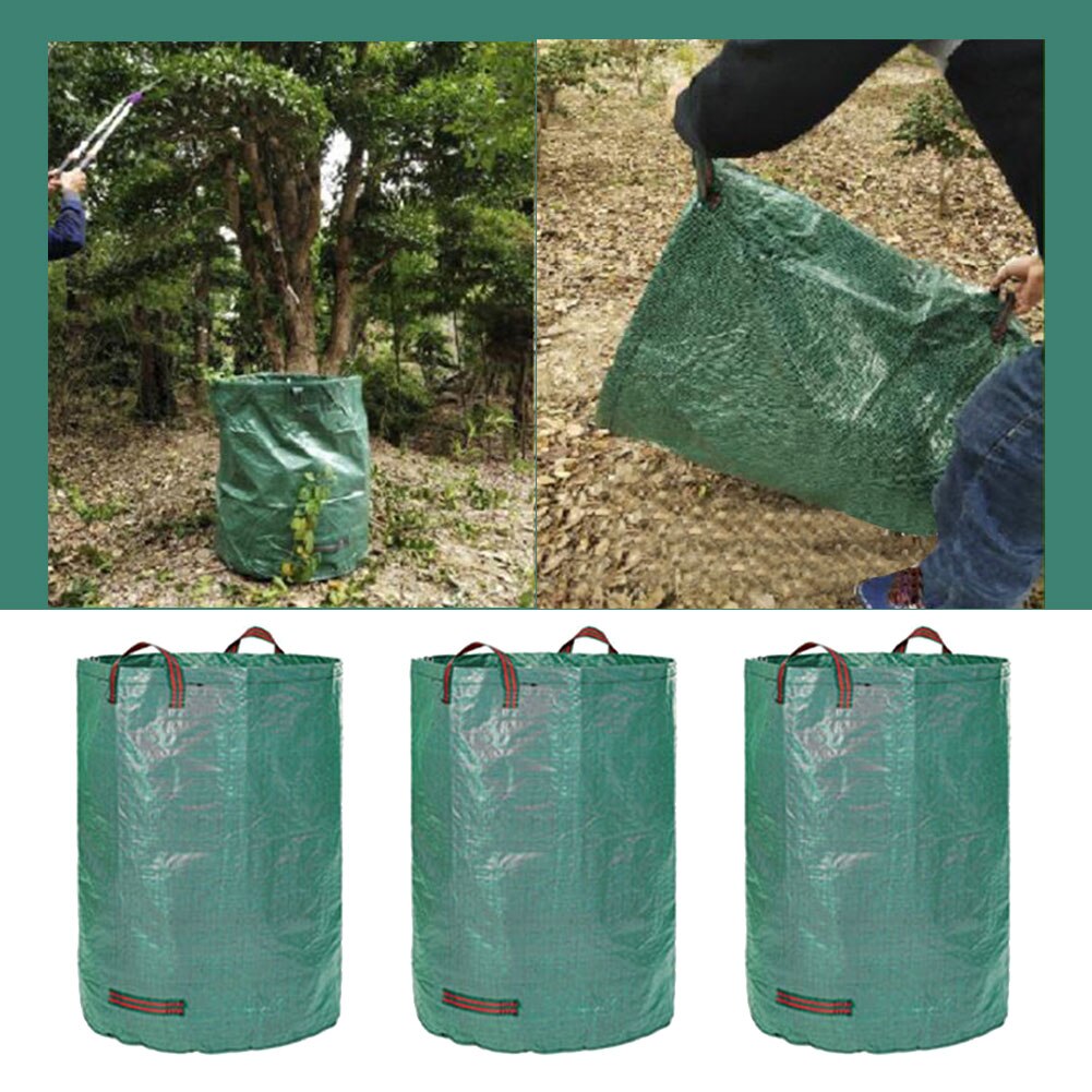 3pcs Container Heavy Duty Storage Rubbish Reusable Yard With Handles Leaf Waterproof Garden Waste Bag Large Capacity Cleaning