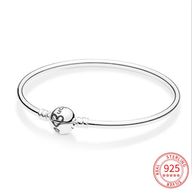 Vero argento sterling 925 Love you Heart Bangle Snake Chain Bracelet Fit original bead charm Women Bracelet Jewelry 2022