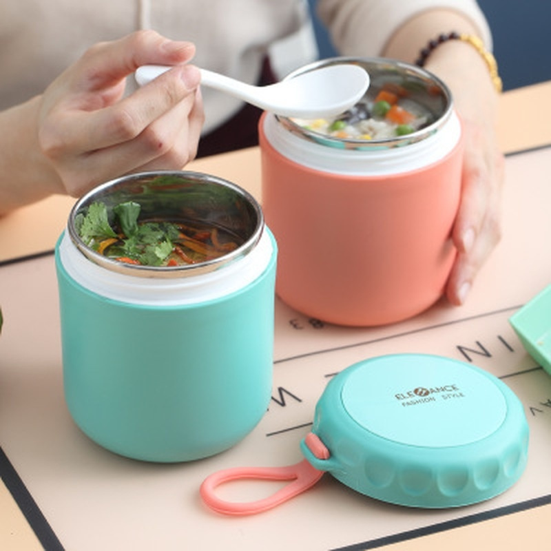 Thermos en acier inoxydable de 500ml, boîte à déjeuner avec cuillère pour enfants à l&#39;école, sans BPA, Mini bouteille de soupe, récipient pour aliments chauds