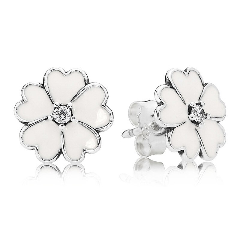 925 Argento sterlina Rosa Smalto Giardino Abbagliante Margherita Fiore di Magnolia Fiore Forget Me Not Orecchino di Modo Per Le Donne del Regalo Dei Monili: 11