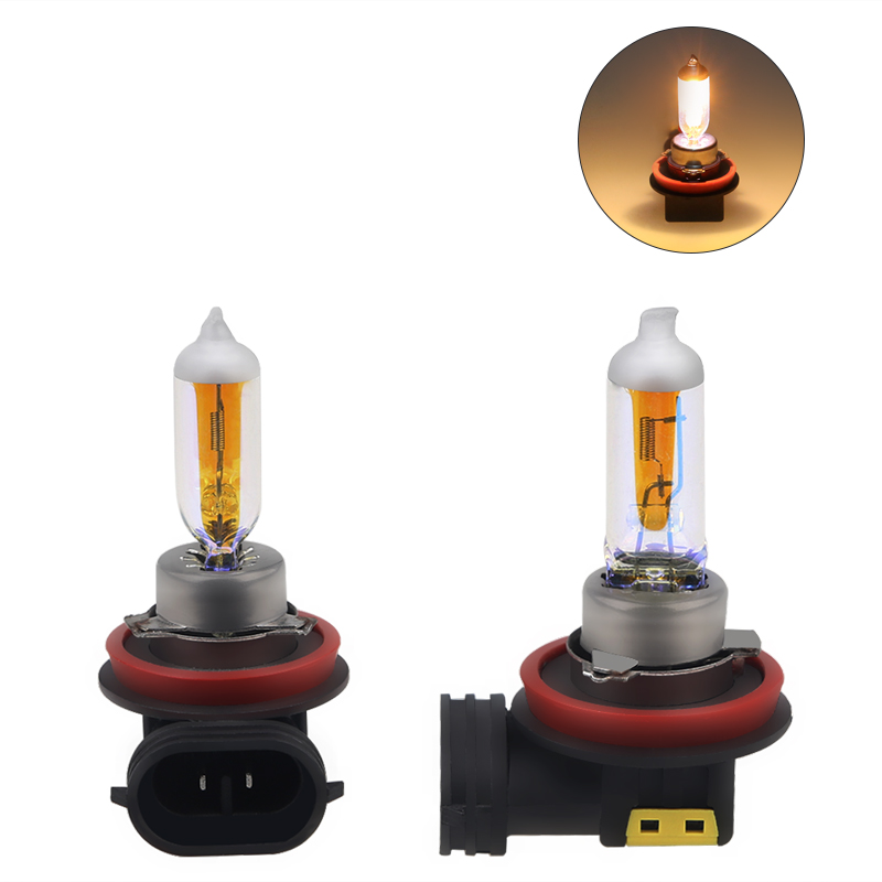 Bombilla halógena para faros delanteros de coche, luz antiniebla, color amarillo, 2 piezas, H1, H3, H4, H8, H11, 9006, 12V, 55W: Azul oscuro