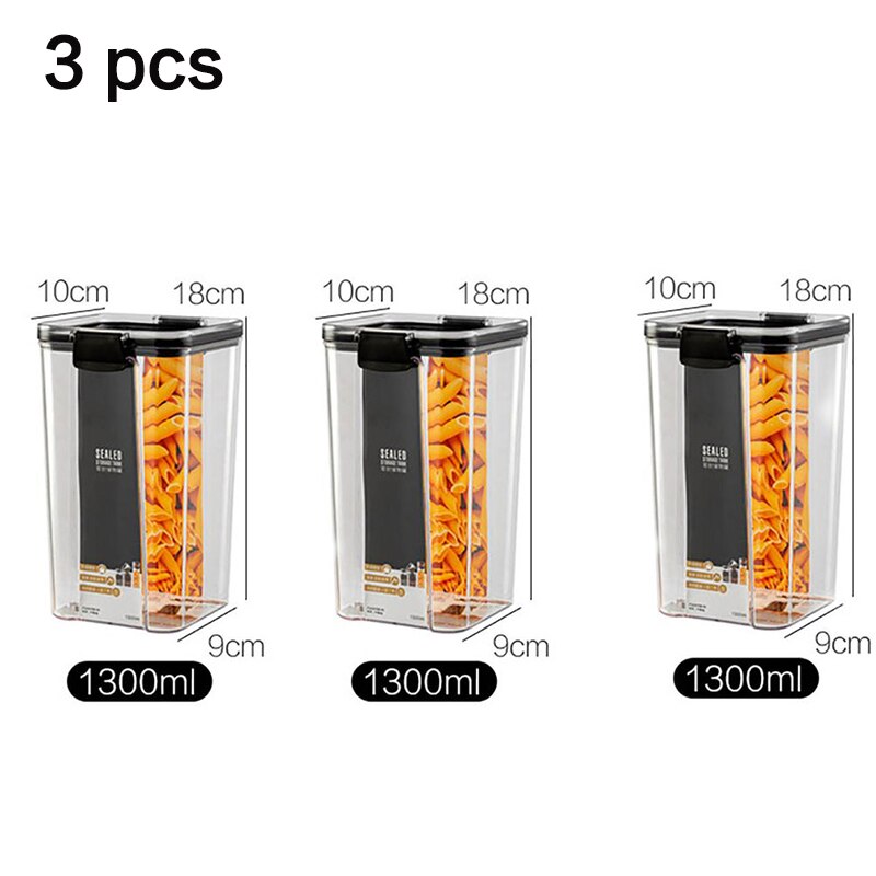 Huisdier Vierkante Transparante Verzegelde Vers Houden Doos Keuken Graan Opslagtank Snack Gedroogd Fruit Opslag Jar Keuken Gereedschap Levert: 3pc 1300ml