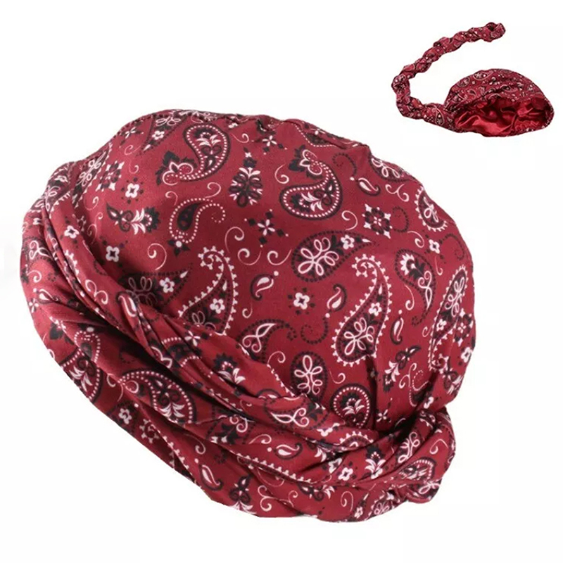 Men Women Paisley Print Headscarf Pirate Hat Outdoor Sport Cycling Bandana Sweat Absorbant Muslim Turban Bohe Style Head Wrap: Gold