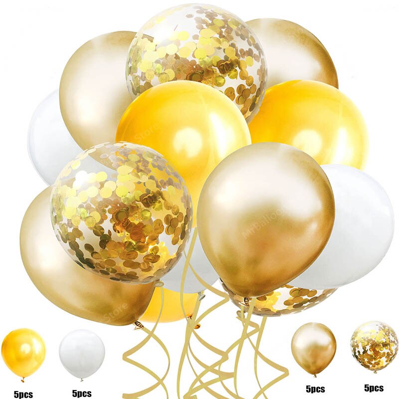Sølv og hvide balloner konfetti balloner fødselsdagsfest dekorationer voksen latex ballon romantisk hvid bryllup tema luftkugle: Stil 8