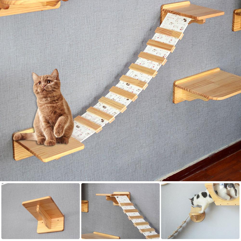 Kat Ladder Stappen Klimmen Plank Kat Brug Klimmen Muur Hout Stap Huisdier Kitten Bed Krabpaal Springen Brug Huisdier Meubels