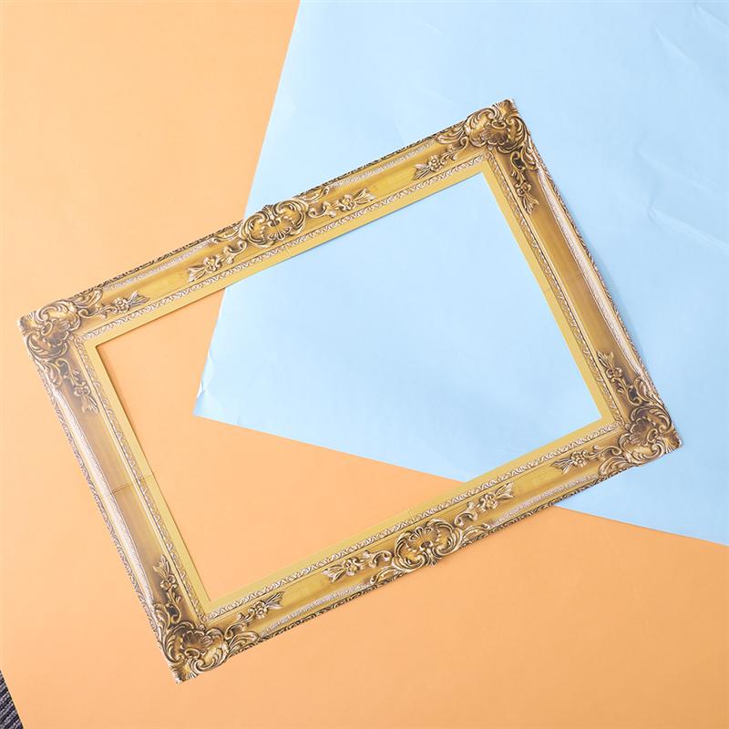 2pcs Paper Photo Frame Handheld Photo Props Wedding Christmas Party Photography Frame Rectangle Selfie Picture Frame (Golden)