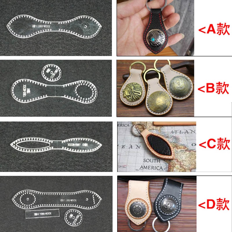 Acrylic Stencil 1set Template DIY Leather Handmade Craft Key Buckle Sewing Pattern
