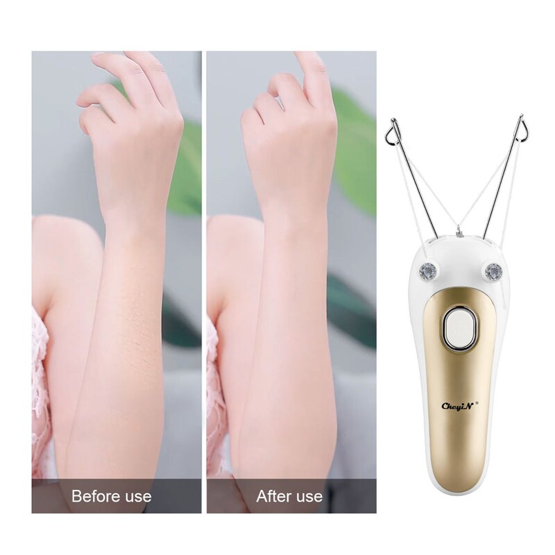 CkeyiN-depiladora eléctrica de hilo de algodón para mujer, recortadora de vello Facial, recargable por USB, afeitadora con luz LED