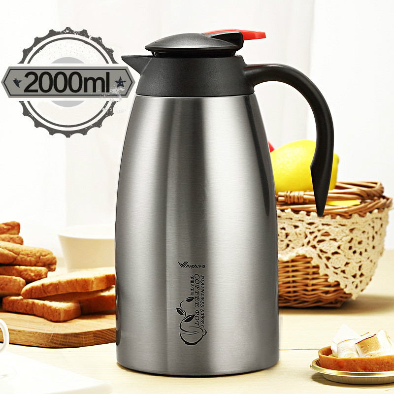 Recipiente de café aislado de 2000 ml, termos de acero inoxidable doméstico, botella de agua de 3 colores de 2L con jarra de agua