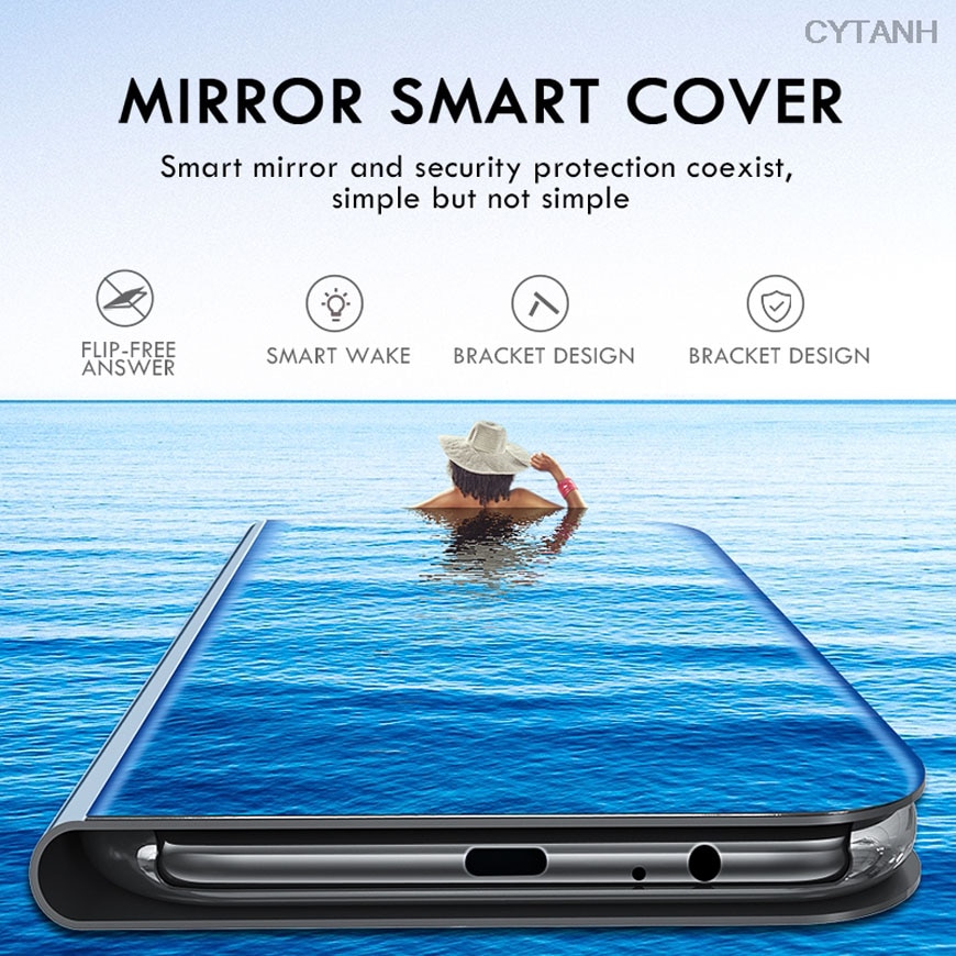 Espejo de Vista inteligente Flip Case para Samsung Galaxy A21S lujo original Capa fundas A21 S A 21 S SM A217 A217F contraportada del teléfono