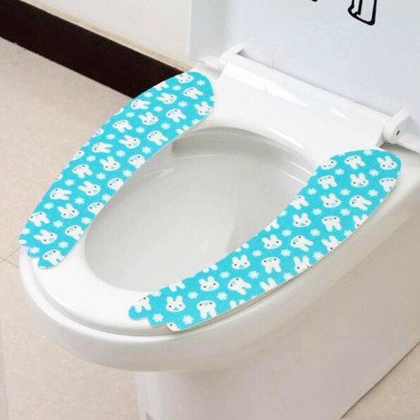 2pcs/set Washroom Warm Washable Health Sticky Toilet Mat Seat Cover Pad Household Reuseable Soft Toilet Seat Cover