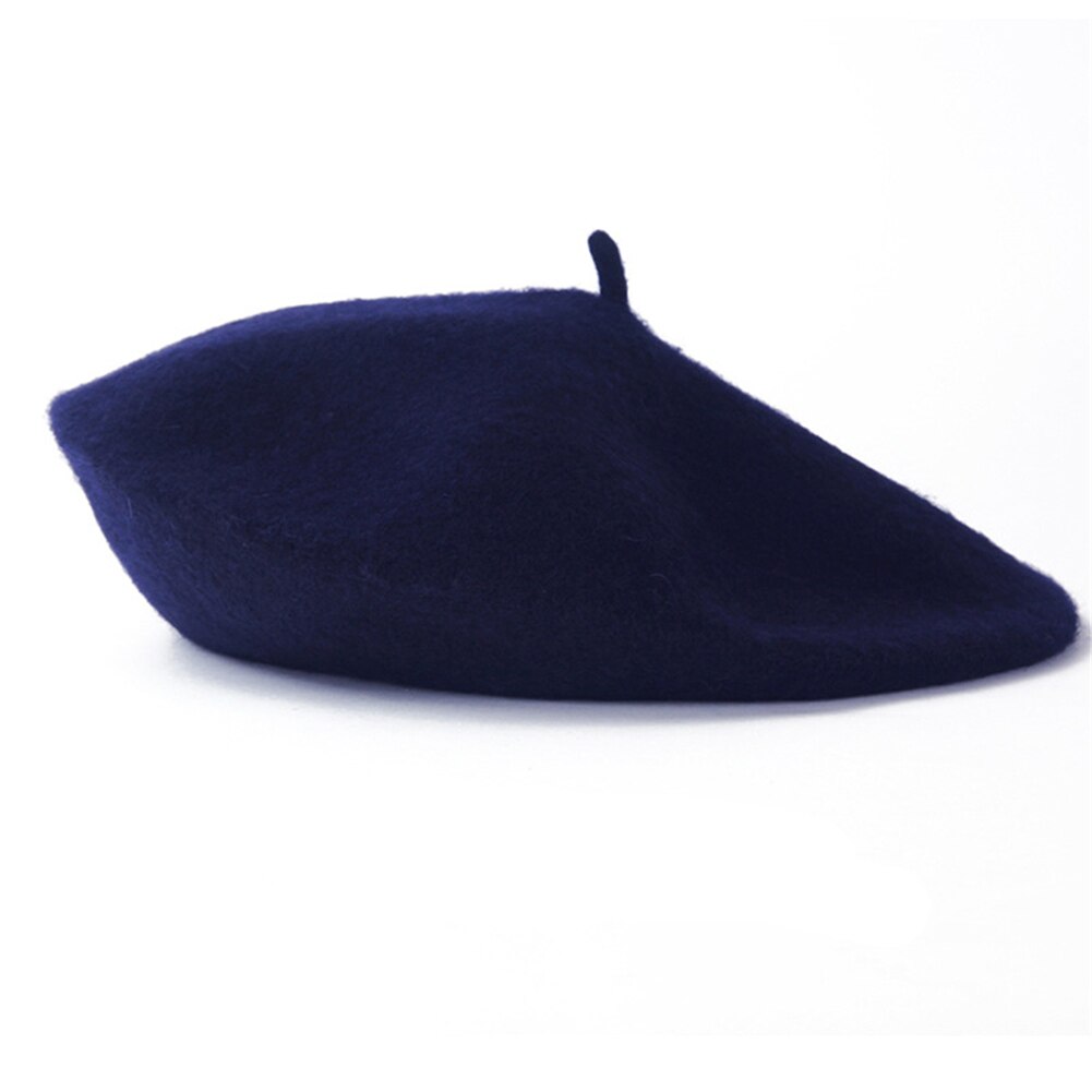 Vintage Vrouwen Winter Warm Baret Candy Kleur Casual Beanie Hat Cap Hoofd Slijtage Mode Accessoires Baret Elegante Hoeden Red blauw: navy