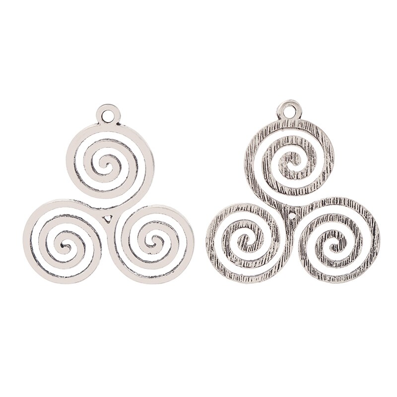 ZXZ 10 stücke Tibetischen Silber Celtics Knoten Triskele Triskelion verdreifachen Spirale Reize Anhänger für Schmuck Machen 35x33mm