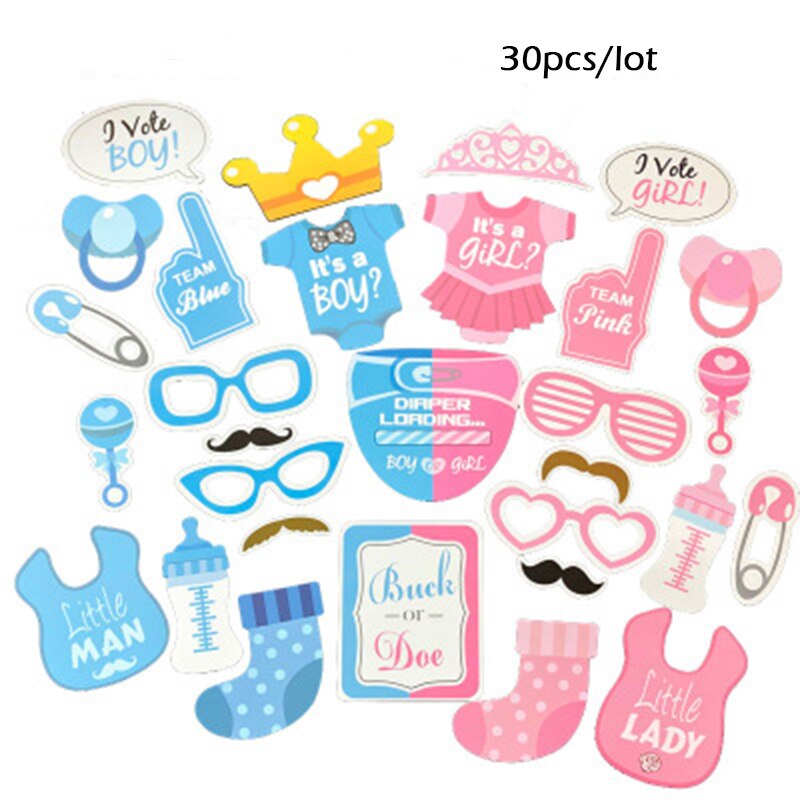 Jongen Of Meisje Geslacht Onthullen Decoratie Papier Crown Bril Baby Fles Foto Props Baby Shower Birthday Party Supply Decoraties: boy girl