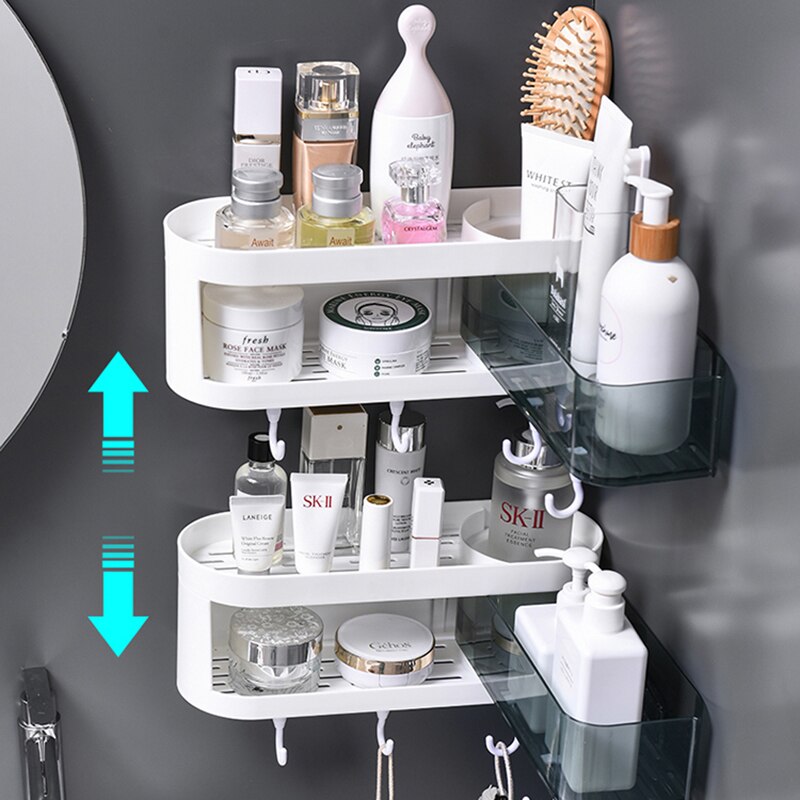 Baispo vægmonteret hjørne brusehylde shampoo brusehylde til toilet køkken opbevaringsstativ organisator badeværelsestilbehør
