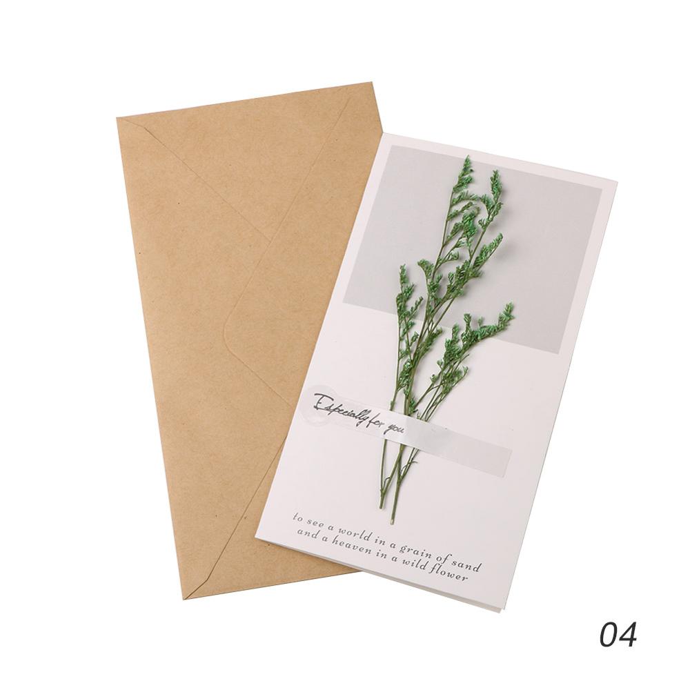 Tee-se-itse-kortti kutsukortti tyhjät kukat kuivakukkakortti äidin kiitospäiväkortti käsinkirjoitettu siunauskortti syntymäpäiväkortti: 04