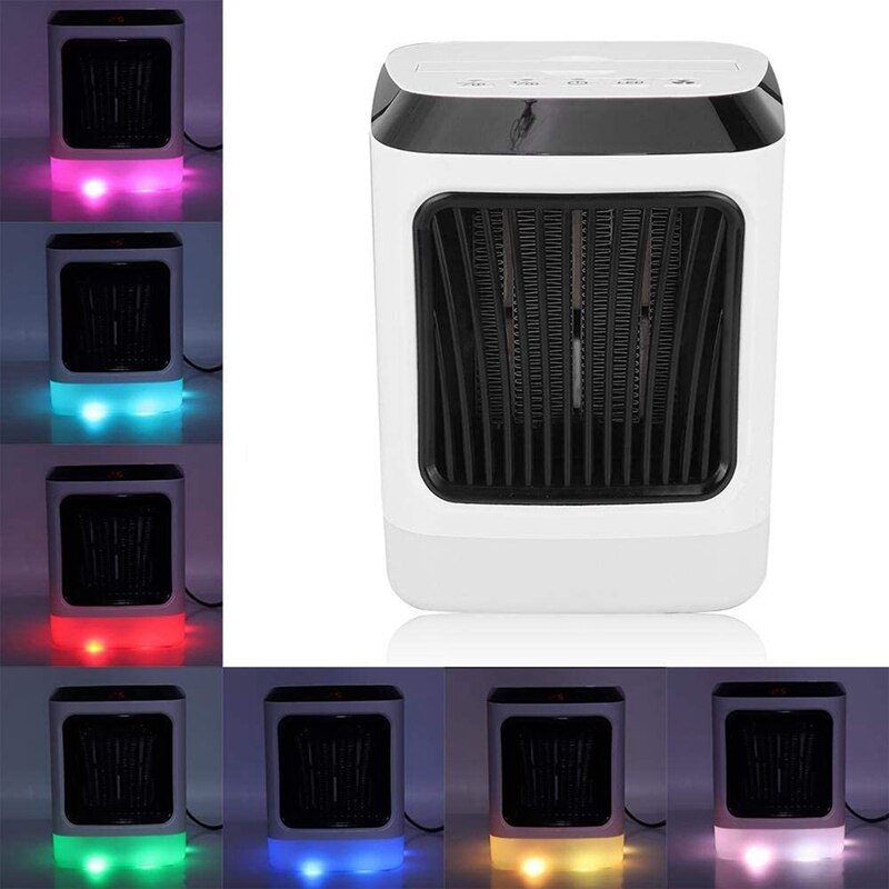 -Desktop Mini Heater, Portable Timing Electric Tabletop Fan Heater With Remote Control Small Space (US Plug)