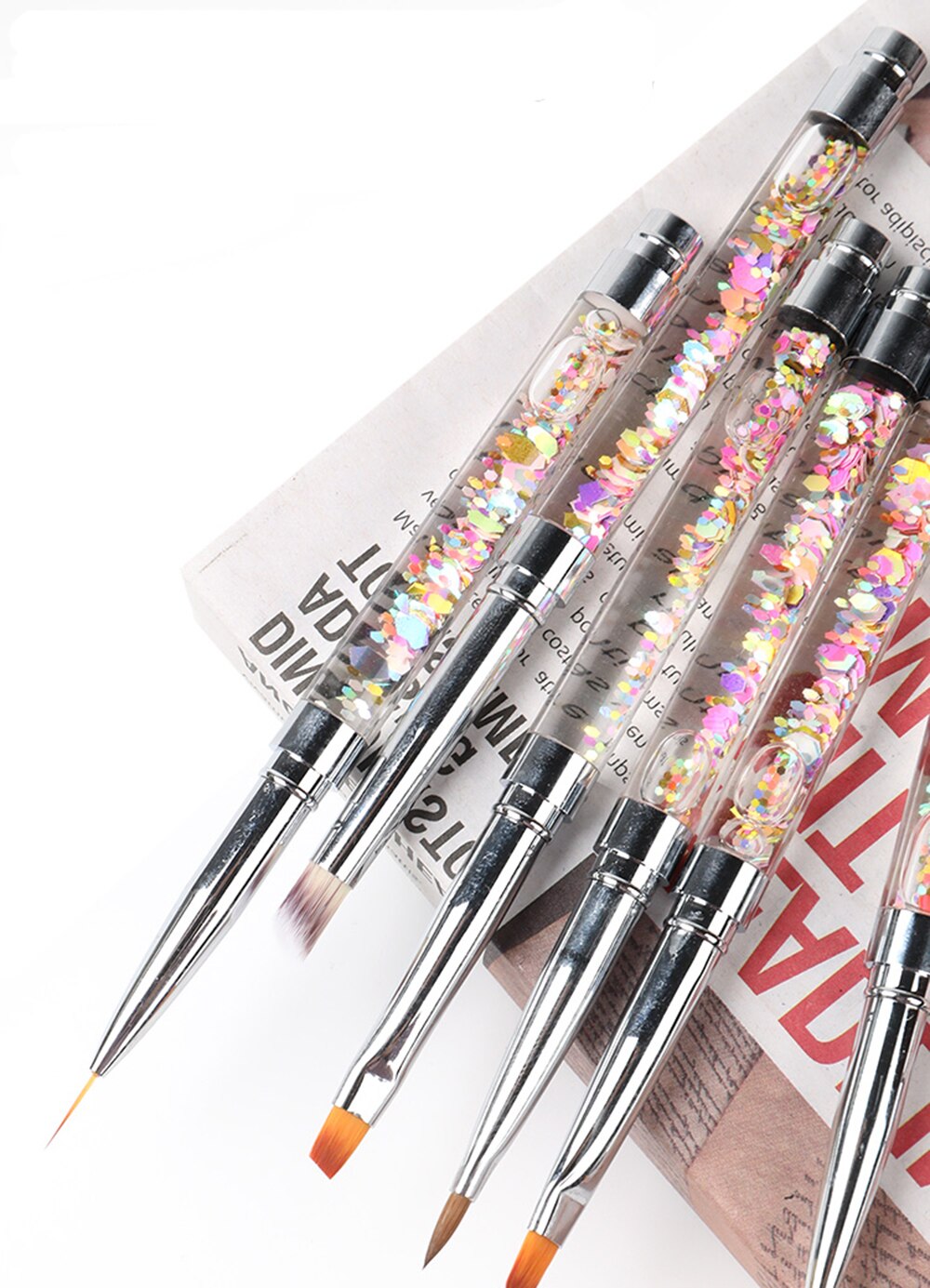 Bqan lantejoulas unha arte uv gel acrílico francês pintura escova flor design listras linhas forro diy desenho caneta manicure ferramenta