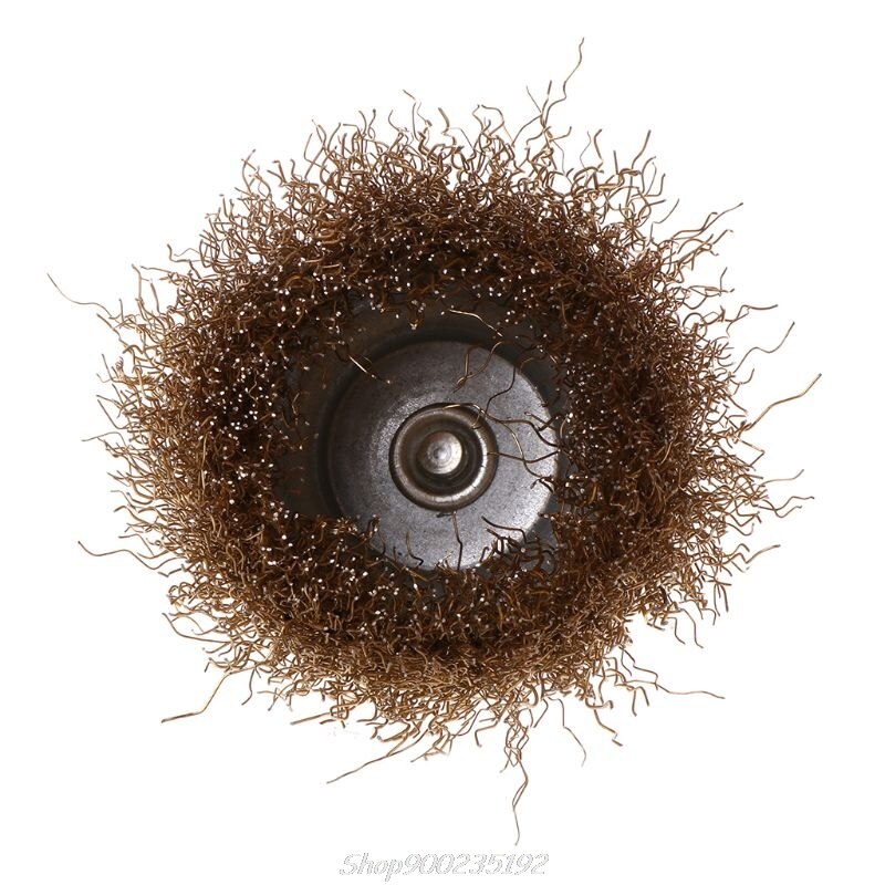 1 st skål stålborste 6mm skaft diameter platt ståltråd hjul elektrisk borr slipkvarn polerskiva avrostningsverktyg  jy29 20